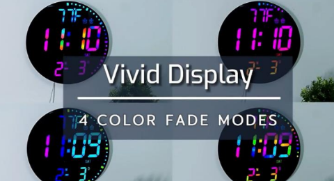 Nexora Modern RGB Colorful LED Clock with Large Digital Display, Perfect for Living Room Decoration.